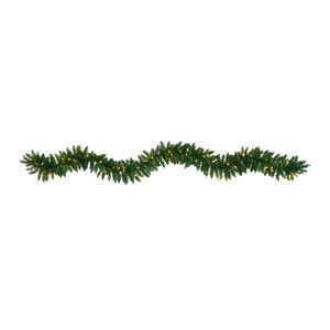 Nearly Natural 9’ Pine Lighted Garland 50 White LEDs Battery Operated NIB